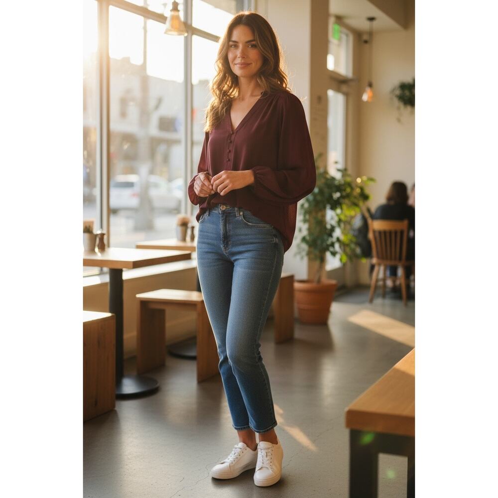 Maroon Top By Express Size Medium - Picture 6 of 6